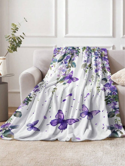 💜🦋 Purple Floral Butterfly Blanket🦋💜