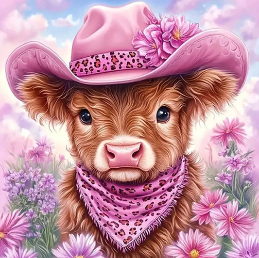 🌸🐄 Highland Cow Diamond Painting Kit 🐄🌸