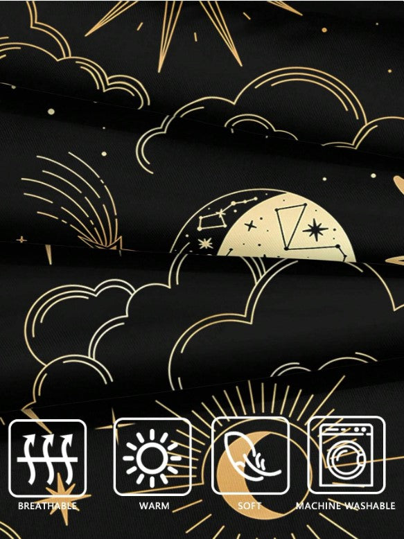 🌙 Black & Gold Celestial Bedding Set 🌙