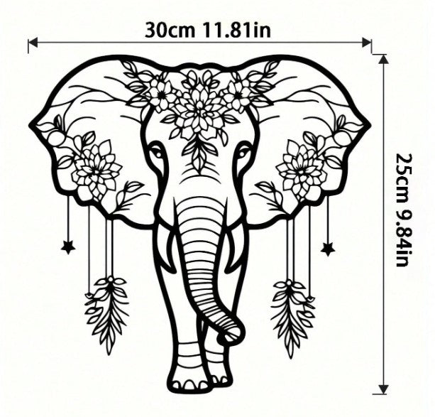 🐘 Iron Elephant Wall Art – Boho Floral Design 🐘