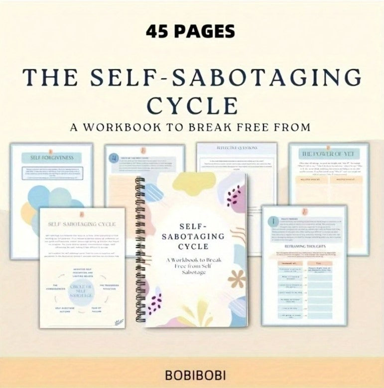 🌀✨ Self-Sabotaging Cycle Workbook – 45-Page Spiral Journal ✨🌀