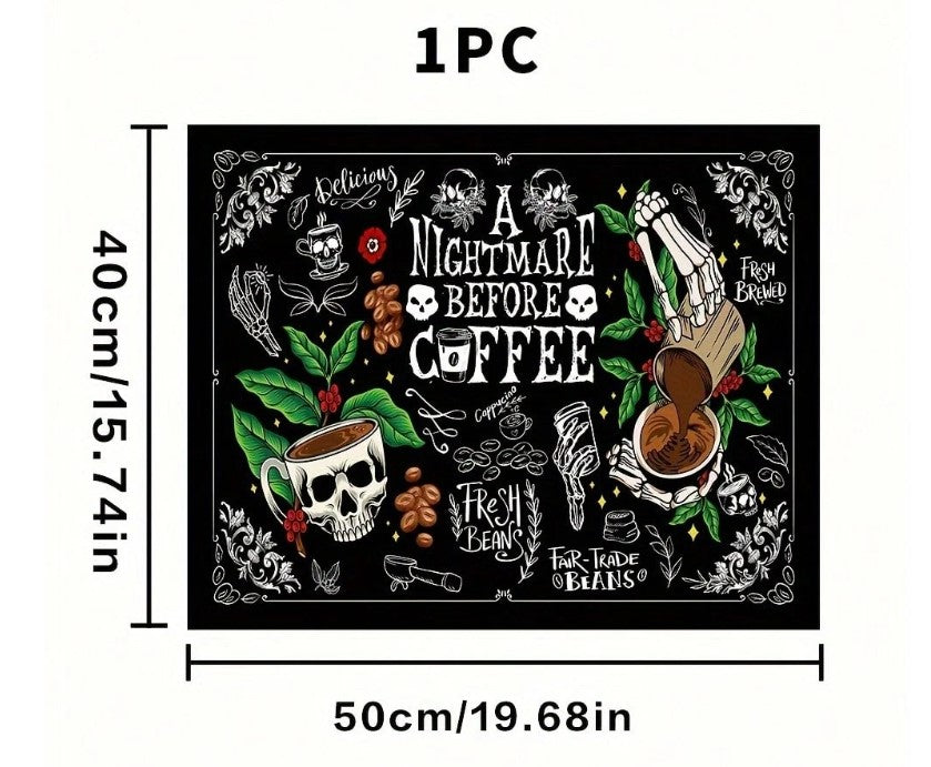 ☕💀  Skull & Coffee Heat Resistant Mat  💀☕