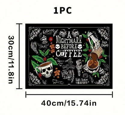 ☕💀  Skull & Coffee Heat Resistant Mat  💀☕