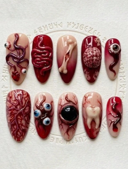 🩸🔪 Gory Body Parts False Nails 🔪🩸