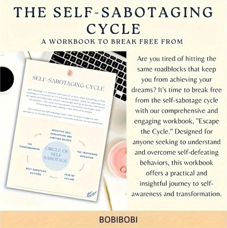 🌀✨ Self-Sabotaging Cycle Workbook – 45-Page Spiral Journal ✨🌀