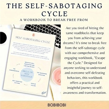 🌀✨ Self-Sabotaging Cycle Workbook – 45-Page Spiral Journal ✨🌀