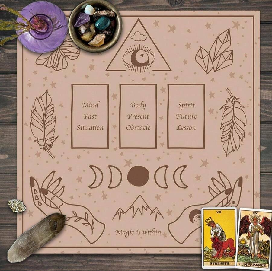 🔮 Tarot Table Cloth – Past, Present, Future 🔮
