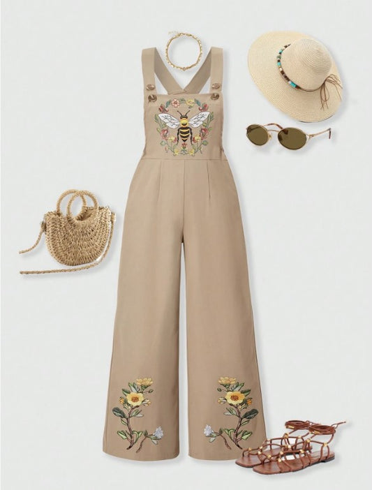 🐝👧 Tween Girls’ Bee Graphic Wide Leg Jumpsuit 👧🐝