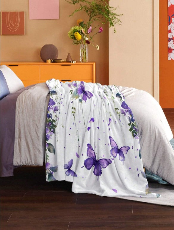 💜🦋 Purple Floral Butterfly Blanket🦋💜