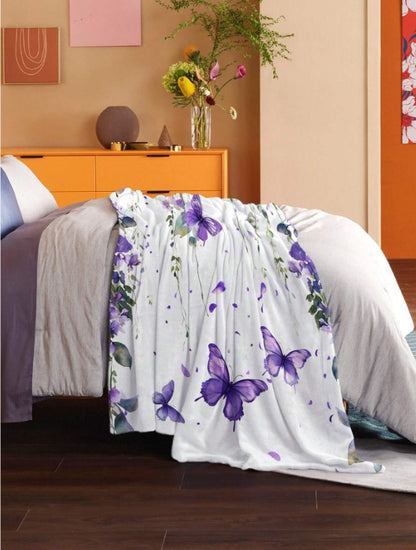 💜🦋 Purple Floral Butterfly Blanket🦋💜