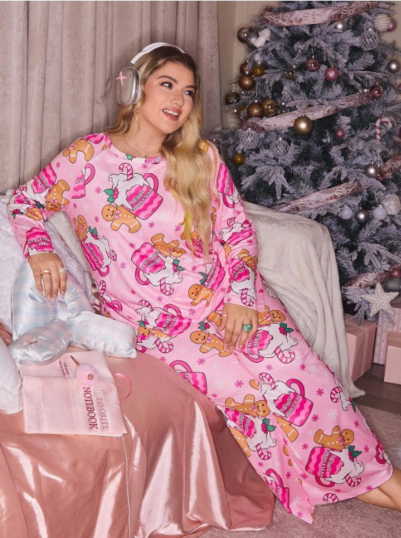 Cute Gingerbread & Candy Cane Print Pyjama Set