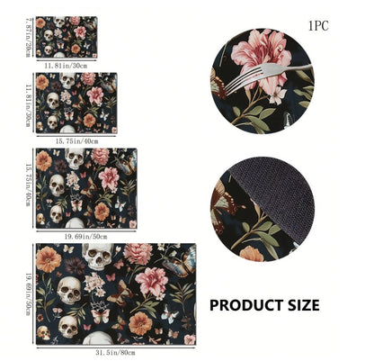 💀🦋 Floral Skull & Butterfly Absorbent Mat 🦋💀