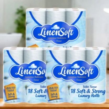 54 Rolls (3 x 18 Pack) Linen & Soft Strong Toilet Roll Bundle Tissue