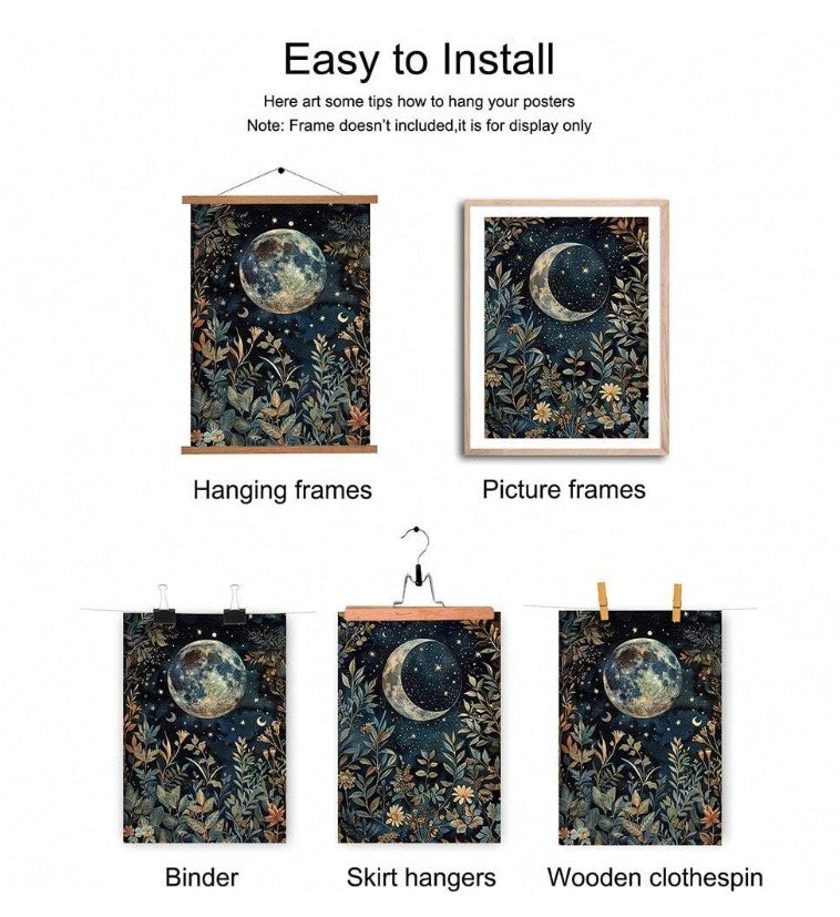 🌙 2pc Moon Canvas Wall Art Posters (Unframed) 🌙