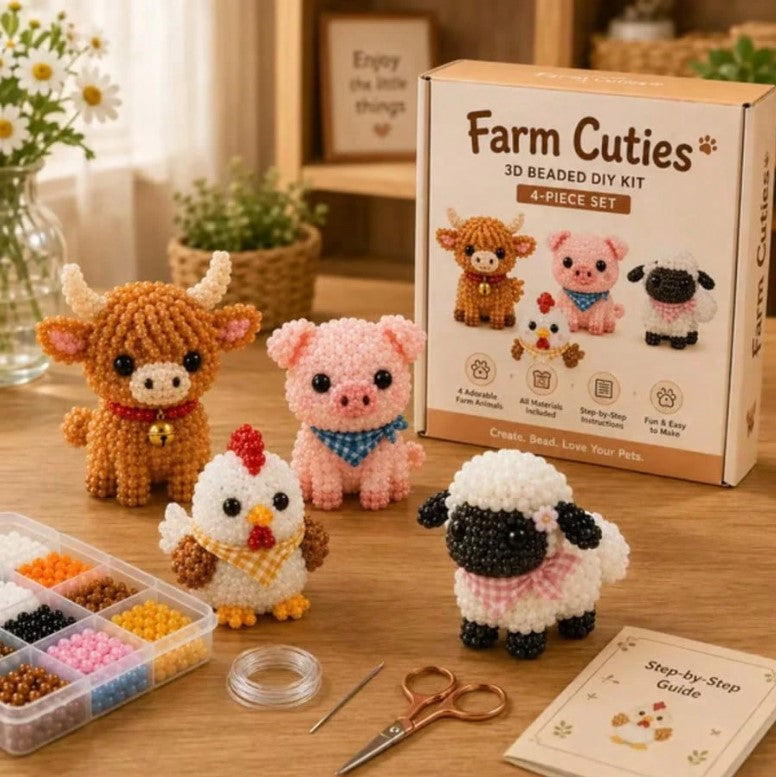 🐮 Farm Cuties Beaded Animal Kit 🐑