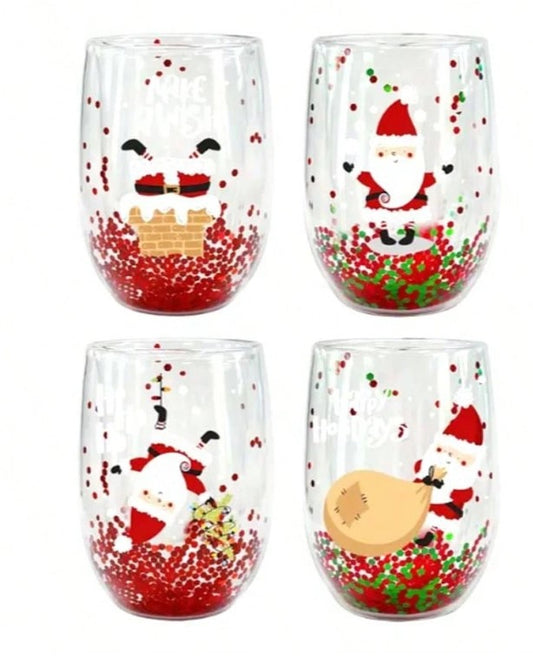 4pc Christmas Santa Glass Set