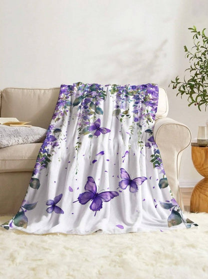 💜🦋 Purple Floral Butterfly Blanket🦋💜