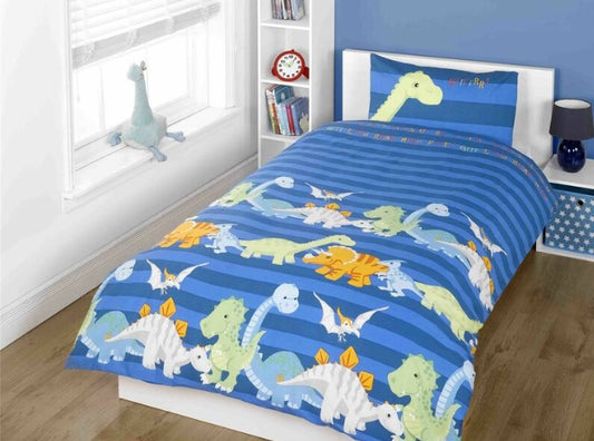 🦖 Dino Blue Single Duvet Cover Set 🛏️