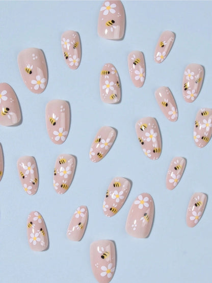 🐝 Bee & Flower False Nails 🐝