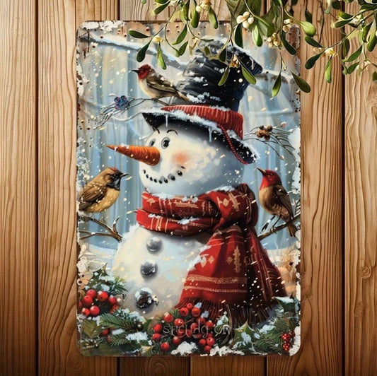 ☃️ Vintage Christmas Snowman Metal Tin Sign ☃️