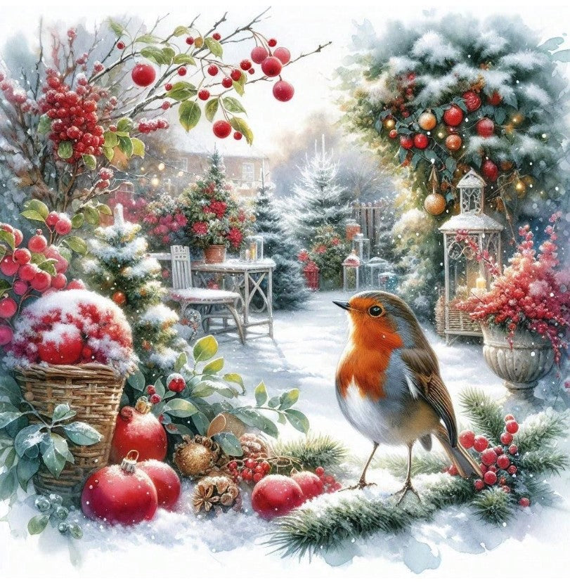 ❄️ Vintage Christmas Robin Diamond Painting ❄️