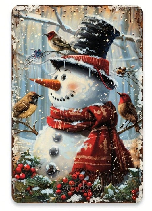 ☃️ Vintage Christmas Snowman Metal Tin Sign ☃️