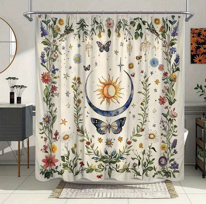 🛁 Celestial Moth Shower Curtain 🦋