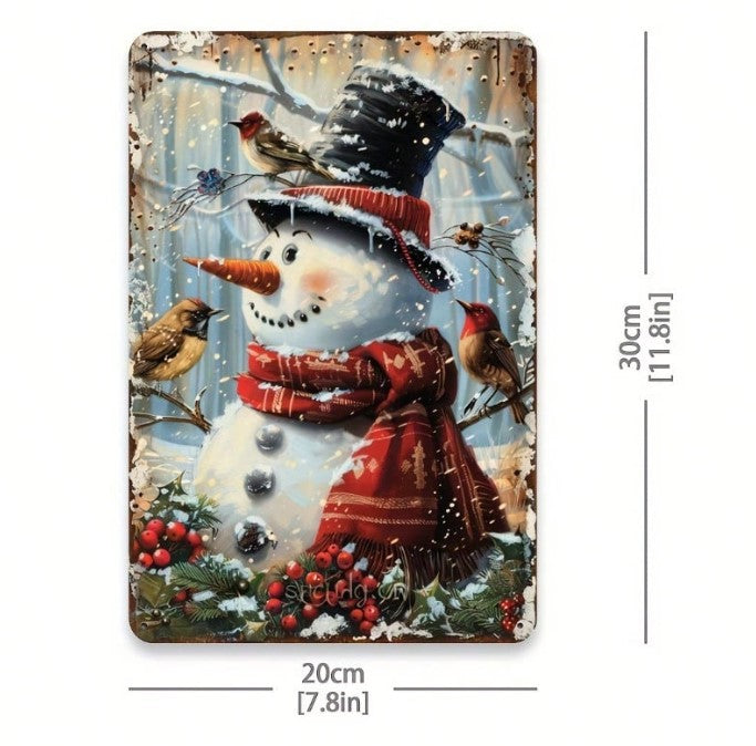 ☃️ Vintage Christmas Snowman Metal Tin Sign ☃️