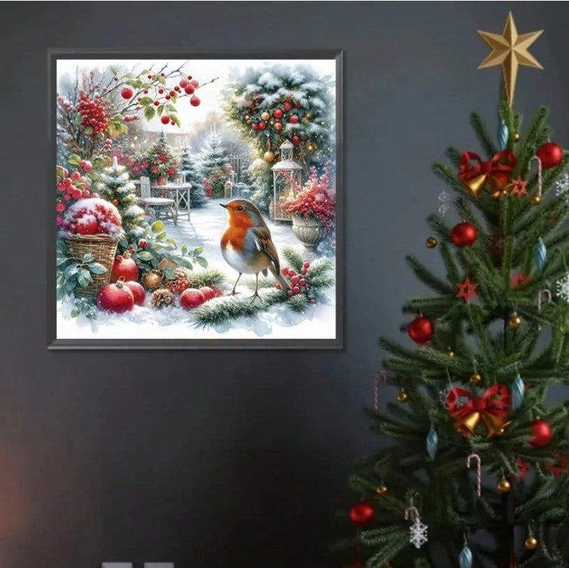 ❄️ Vintage Christmas Robin Diamond Painting ❄️