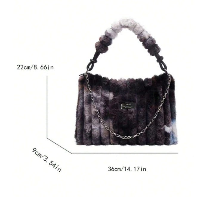 Tie Dye Plush Shoulder Bag