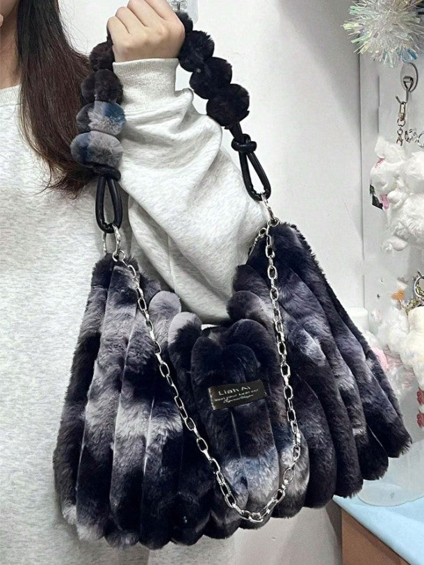 Tie Dye Plush Shoulder Bag