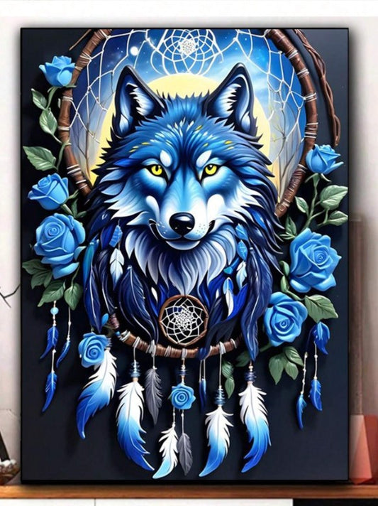 🐺 Blue Wolf in Dreamcatcher Diamond Painting Kit 🐺
