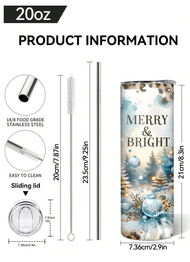 🎄 Merry & Bright 20oz Christmas Tumbler 🎄