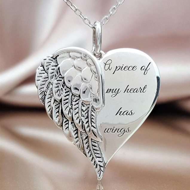 🕊️😇 Memorial "Wings" Heart Pendant Necklace 😇🕊️