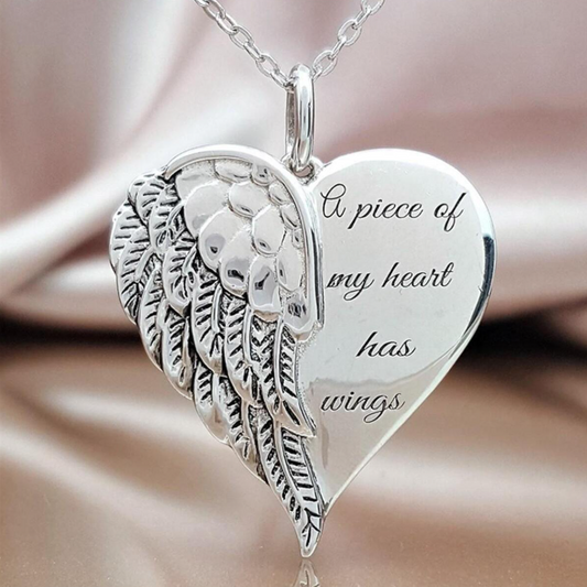 🕊️😇 Memorial "Wings" Heart Pendant Necklace 😇🕊️