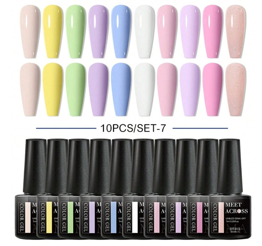 💅 Pastel Gel Nail Varnish – 10pc Set 💅