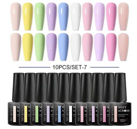 💅 Pastel Gel Nail Varnish – 10pc Set 💅