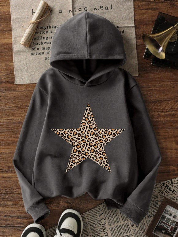3pc Tween Girl Thermal Lined Warm Leopard Print Hoodie Set