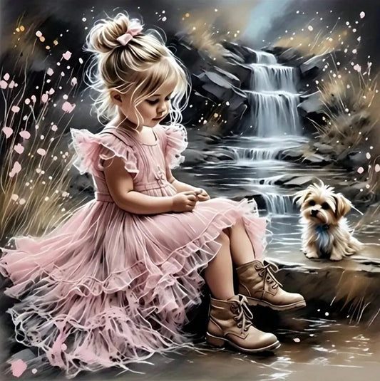 Baby Girl & Puppy Diamond Painting Kits