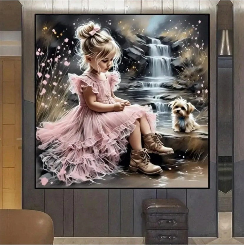 Baby Girl & Puppy Diamond Painting Kits