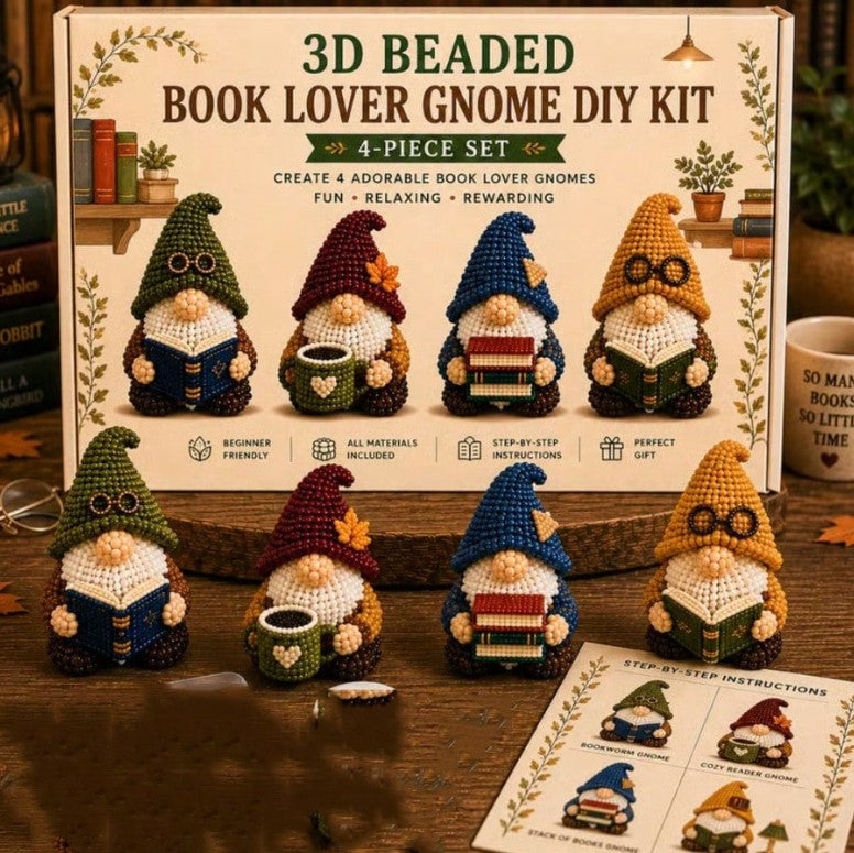 📚 Book Lover Gonk Set 3D Beaded DIY Kit 📚