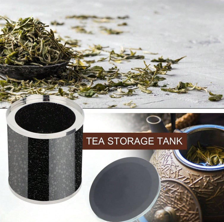 🖤 3pc Diamante Black Glass Crushed Diamond Tea, Coffee & Sugar Jar Set 🖤
