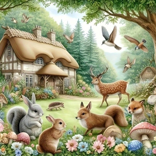 🌲🦊 Forest Animal Scene 5D Diamond Painting Kit 🦊🌲