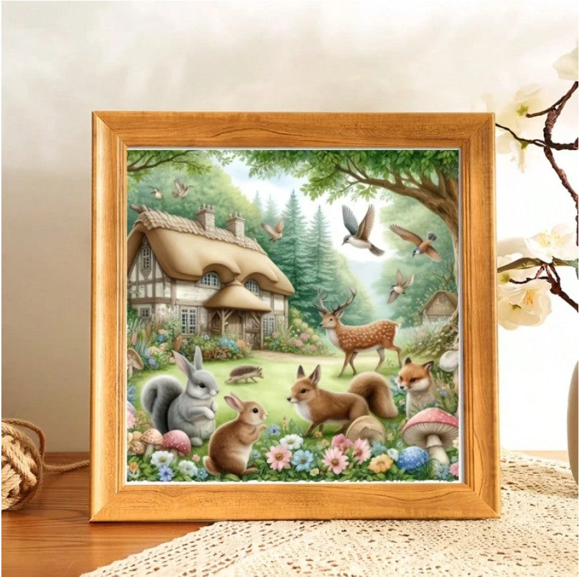 🌲🦊 Forest Animal Scene 5D Diamond Painting Kit 🦊🌲