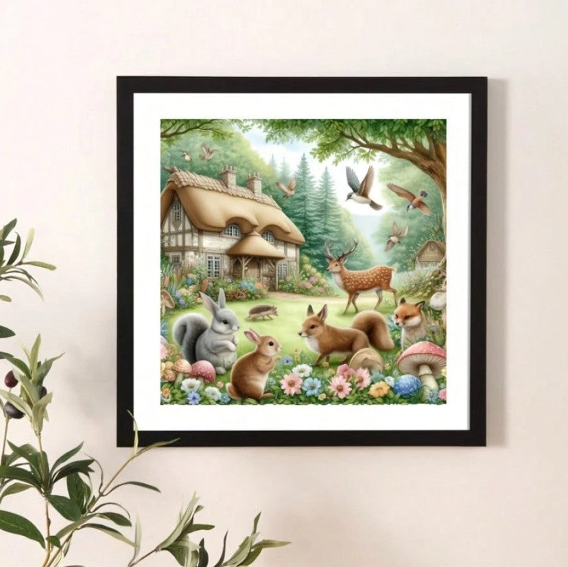 🌲🦊 Forest Animal Scene 5D Diamond Painting Kit 🦊🌲