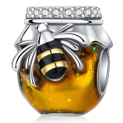 🍯 Silver Plated Bee Honey Jar Bead Charm 🍯