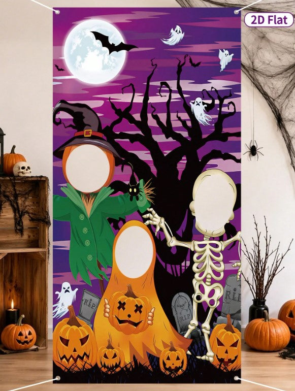 Halloween - Ghost/Skeleton/Scarecrow Photo Backdrop 90*180cm