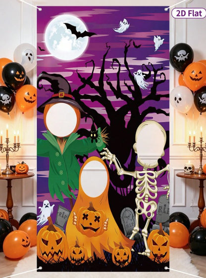 Halloween - Ghost/Skeleton/Scarecrow Photo Backdrop 90*180cm