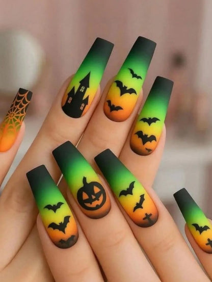 🎃 Ombre Halloween False Nails 🎃