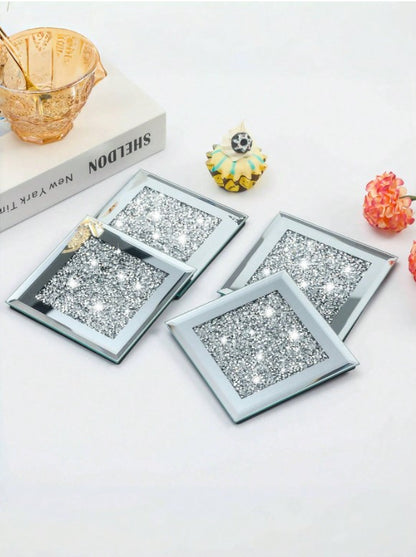 💎 4pcs Crystal Rhinestone Glass Coaster Set 💎